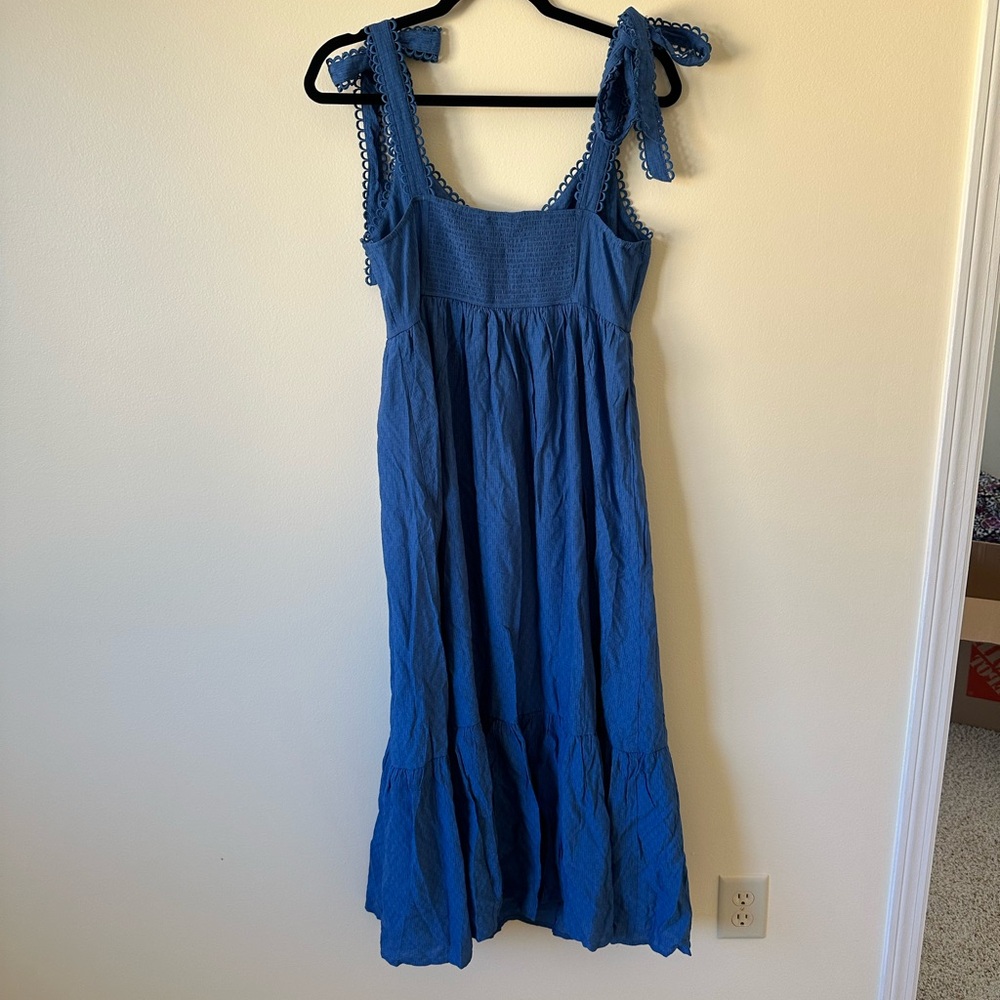 Mine Blue Midi Dress with Bow Straps - Picture 4 of 4